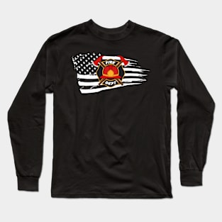 American Flag Firefighter s Proud US Fireman Tee Long Sleeve T-Shirt